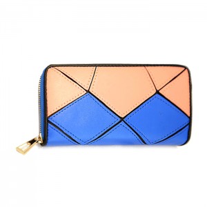 Trendy Women's Clutch Wallet With Color Block and Stone Pattern Design